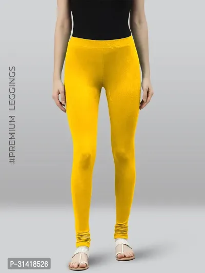 Fabulous Yellow Poly Viscose Solid Leggings For Women