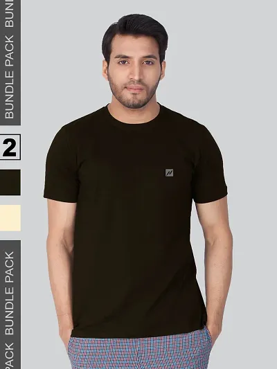 Reliable Blend Solid Round Neck Tees For Men