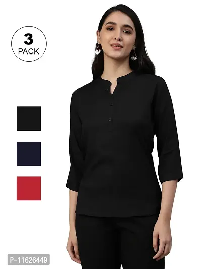 Elegant Rayon Solid Top For Women- Pack Of 3