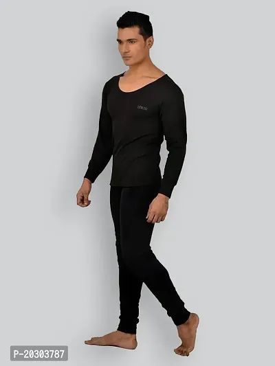 Stylish Black Cotton Solid Long Sleeves Thermal Tops For Men Pack Of 2-thumb4