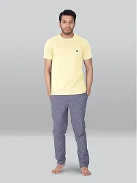 Reliable Yellow Cotton Blend Solid Round Neck Tees For Men-thumb3