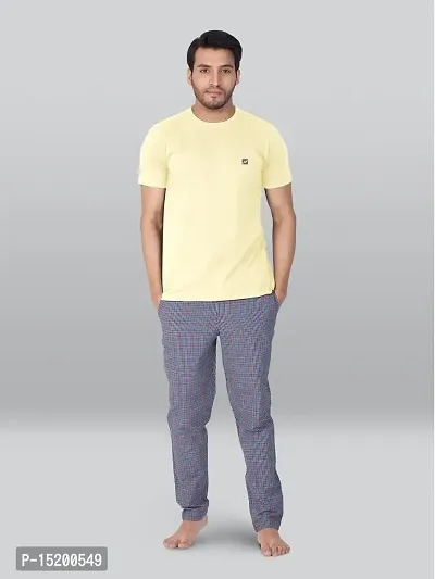 Reliable Yellow Cotton Blend Solid Round Neck Tees For Men-thumb4