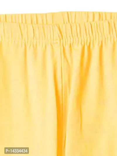 Alluring Yellow Cotton Solid Leggings For Girls-thumb3