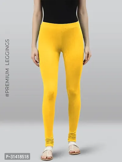 Fabulous Yellow Poly Viscose Solid Leggings For Women-thumb0