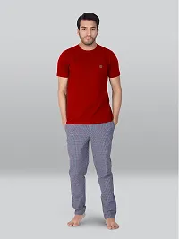 Reliable Red Cotton Blend Solid Round Neck Tees For Men-thumb3