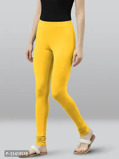 Fabulous Yellow Poly Viscose Solid Leggings For Women-thumb3