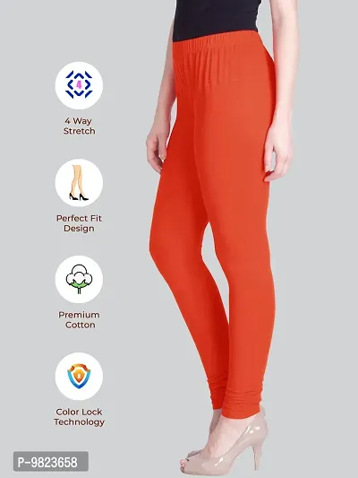 LYRA Women SQUASH ORANGE Cotton Churidar Leggings-thumb3