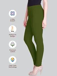 LYRA Women ARMY GREEN Cotton Churidar Leggings-thumb2