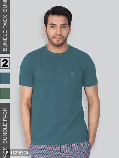 Men Solid Round  Neck Assorted T-Shirt Pack of 2