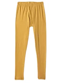 Alluring Yellow Cotton Solid Leggings For Girls-thumb1