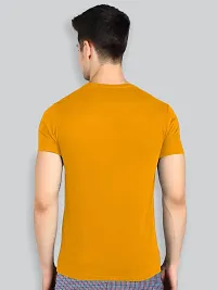 Reliable Orange Cotton Blend Solid Round Neck Tees For Men-thumb1