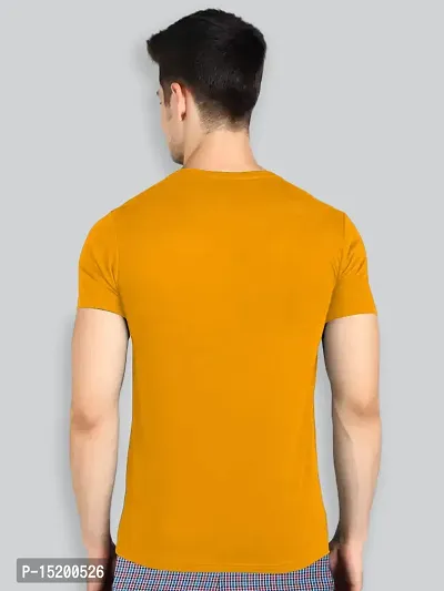 Reliable Orange Cotton Blend Solid Round Neck Tees For Men-thumb2