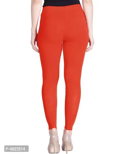 Lyra Women Ankle Length SQUASH ORANGE Cotton Leggings-thumb4