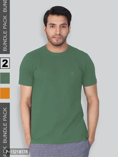 Men Solid Round  Neck Assorted T-Shirt Pack of 2