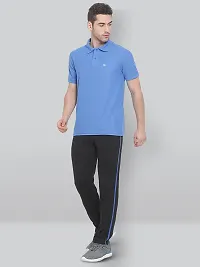 Men Solid Polo Neck Bright Blue T-shirt-thumb3