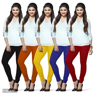 LUX LYRA Women's Cotton and Spandex Indian Churidar Leggings (Free Size) - Pack of 5