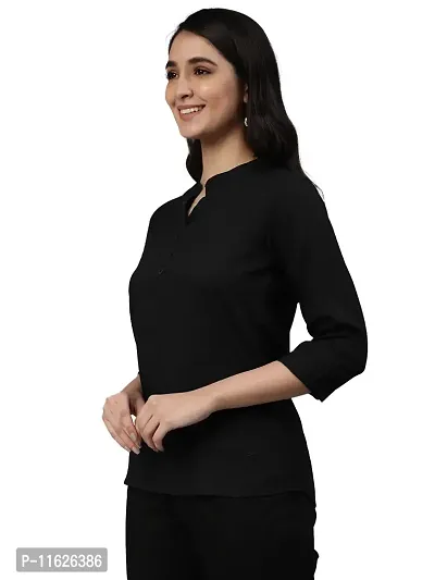 Elegant Black Rayon Solid Top For Women-thumb3