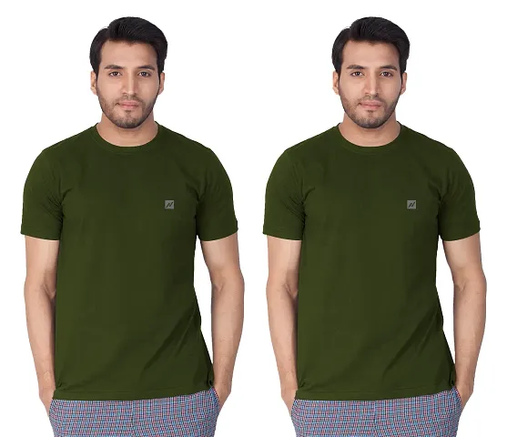 Cotton Blend Solid Tees Combo (Pack of 2) for Men