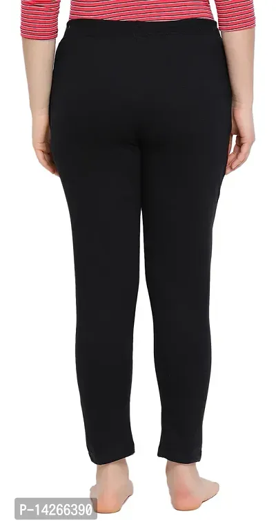 Elegant Black Cotton Blend Solid Trousers For Women-thumb2