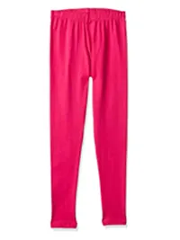 Alluring Pink Cotton Solid Leggings For Girls-thumb1