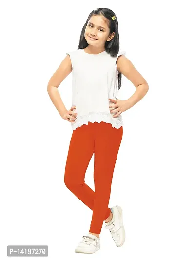 Stylish Beige Cotton Solid Leggings For Girls