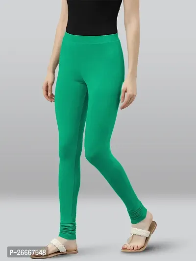 Lyra Solid Ultra Soft Fabric Jade Premium Churidar Leggings-thumb3