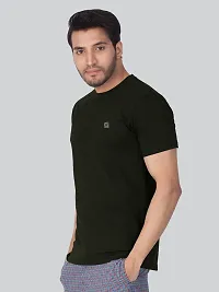 Reliable Black Cotton Blend Solid Round Neck Tees For Men- Pack Of 2-thumb2