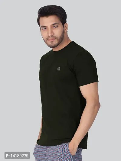 Reliable Black Cotton Blend Solid Round Neck Tees For Men- Pack Of 2-thumb3