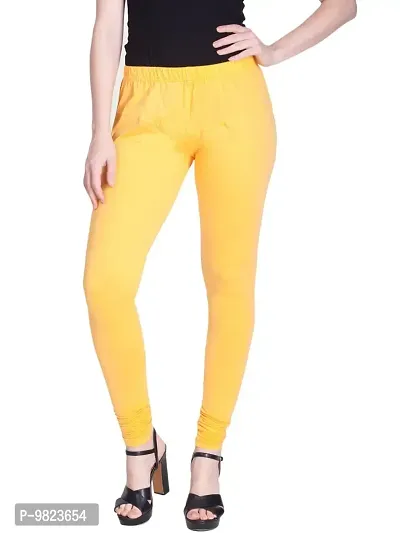 LYRA Women PASTEL YELLOW Cotton Churidar Leggings-thumb2