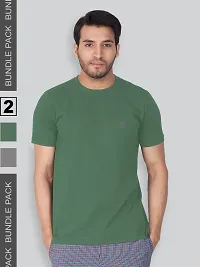 Men Solid Round  Neck Assorted T-Shirt Pack of 2-thumb1