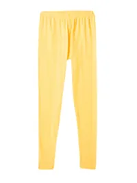 Stylish Yellow Cotton Solid Leggings For Girls-thumb1