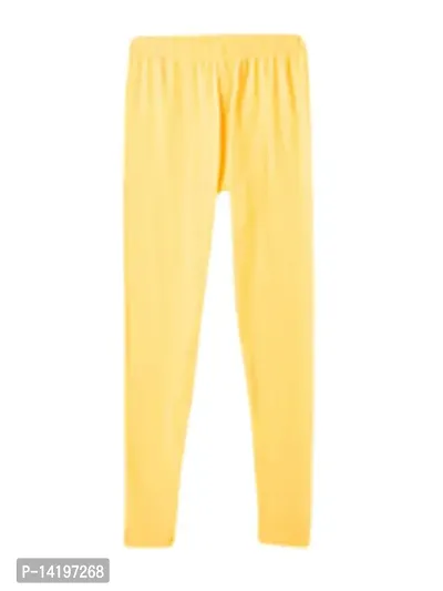 Stylish Yellow Cotton Solid Leggings For Girls-thumb2
