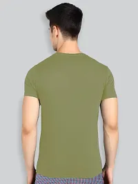 Reliable Green Cotton Blend Solid Round Neck Tees For Men-thumb1