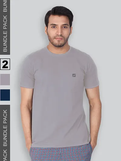 Reliable Blend Solid Round Neck Tees For Men