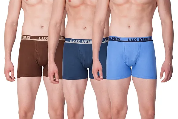 Attractive Lux Venus Cotton Solid Trunks Combo For Men Pack of 3