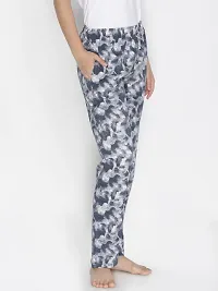 Elegant Grey Cotton Printed Pyjamas For Women-thumb1