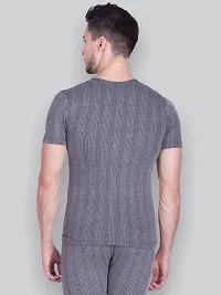 Stylish Grey Cotton Solid Short Sleeves Thermal Tops For Men-thumb1