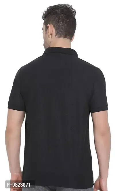 Lux Nitro Men's Black Cotton Polo T-Shirt with Pocket (Size : Small)-thumb2