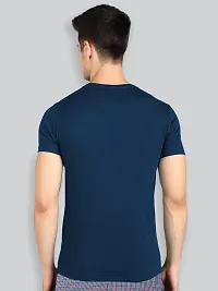 Reliable Blue Cotton Blend Solid Round Neck Tees For Men- Pack Of 2-thumb1