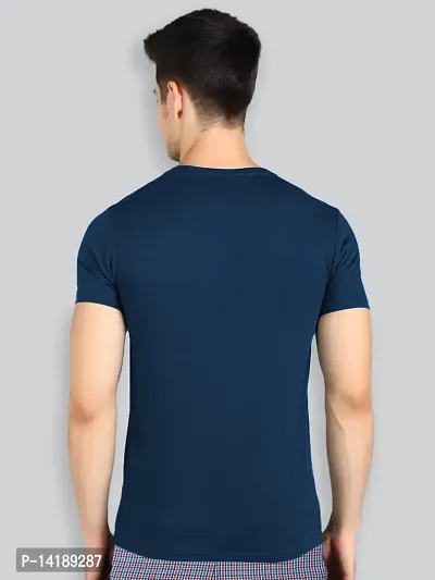 Reliable Blue Cotton Blend Solid Round Neck Tees For Men- Pack Of 2-thumb2