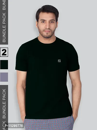 Men Solid Round  Neck Assorted T-Shirt Pack of 2