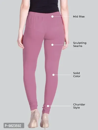 Women solid churidar leggings (white pink)