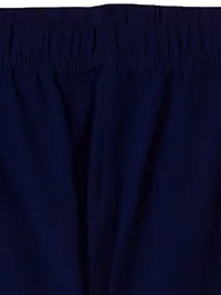 Alluring Navy Blue Cotton Solid Leggings For Girls-thumb2