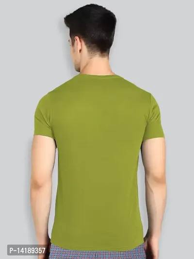 Reliable Green Cotton Blend Solid Round Neck Tees For Men- Pack Of 2-thumb2