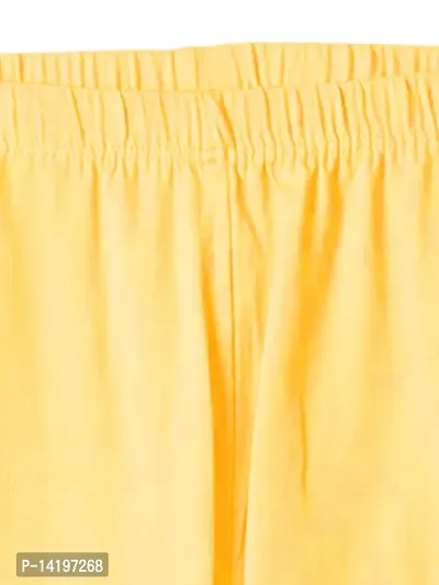 Stylish Yellow Cotton Solid Leggings For Girls-thumb3