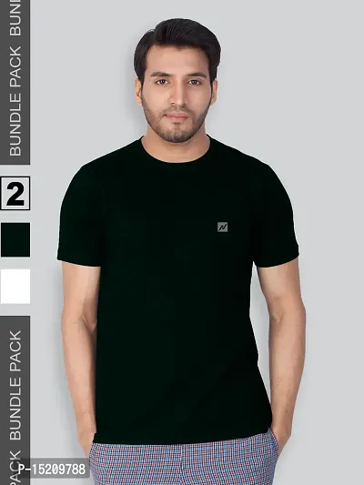 Men Solid Round  Neck Assorted T-Shirt Pack of 2