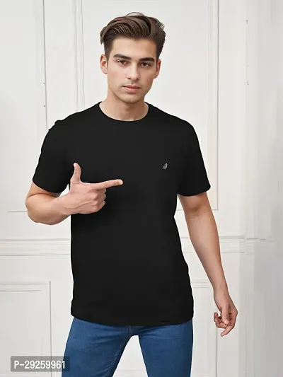 Stylish Cotton Solid Half Sleeve Round Neck Tees For Men-thumb5