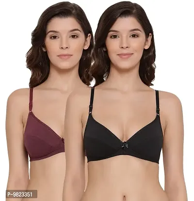 Lyra Women's Non-Padded Non-Wired Bra (501) Pack of 2 Wine  Black,40B