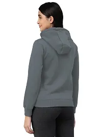 Stylish Fleece Grey Long Sleeves Kangaroo Pocket Hooded Sweatshirt For Women- Pack Of 2-thumb2