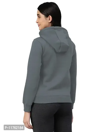 Stylish Fleece Grey Long Sleeves Kangaroo Pocket Hooded Sweatshirt For Women- Pack Of 2-thumb3